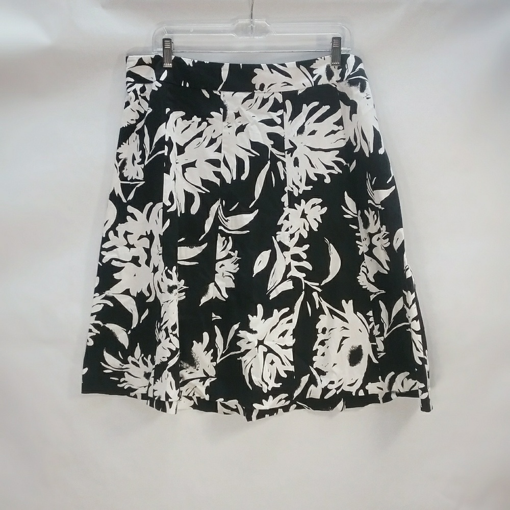 Black White Floral Print Lane Bryant Skirt sz 16